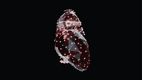 3d animation of a vibrant, low-poly heart turn-table over dark background 스톡 동영상 316201348
