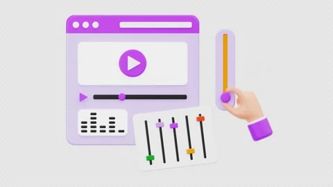 3D Animation of Video and Audio Editing Interface, Alpha Channel Stock Footage 313165628