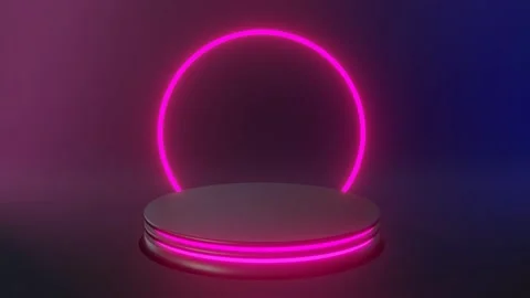 3d animation video background light red and blue circle lights on stage Stock Footage 247118105