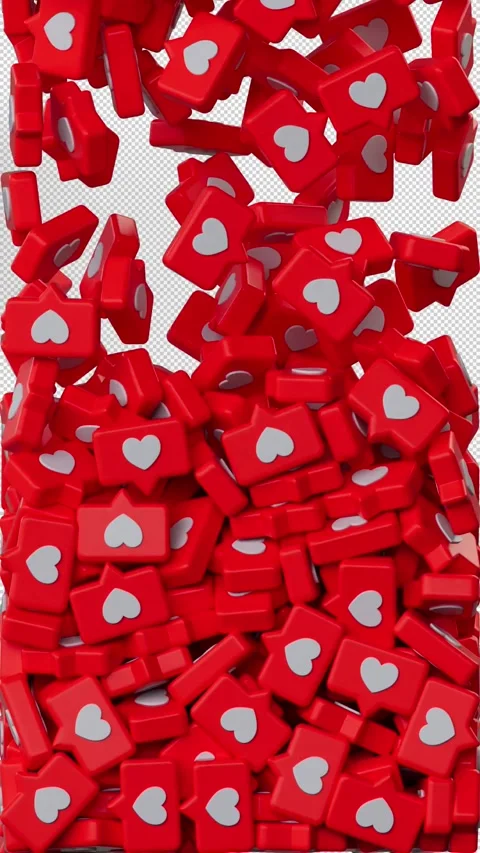 3D animation video loop of a pile of social media like icon falling Stockbeeldmateriaal 288678787