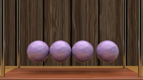 3d animation of violet gloss pendulum on the wooden background. Seamless pattern Stock Footage 112029196