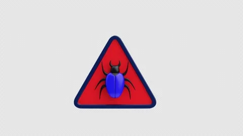 3d animation of virus warning sign with blue bug symbol Stock Footage 319384195