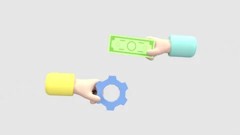 3d animation visualizes an exchange process where money is traded for a pro.. Stock Footage 308241875