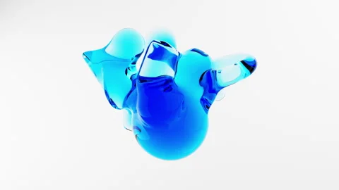 3D animation of volume object from primitives shapes with glassy blue material Stock Footage 269967245