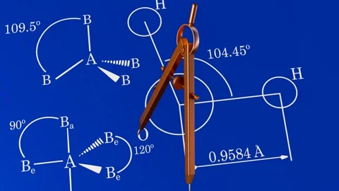 A 3d animation of VSEPR theory and a drawing compass Stock Footage 310529193