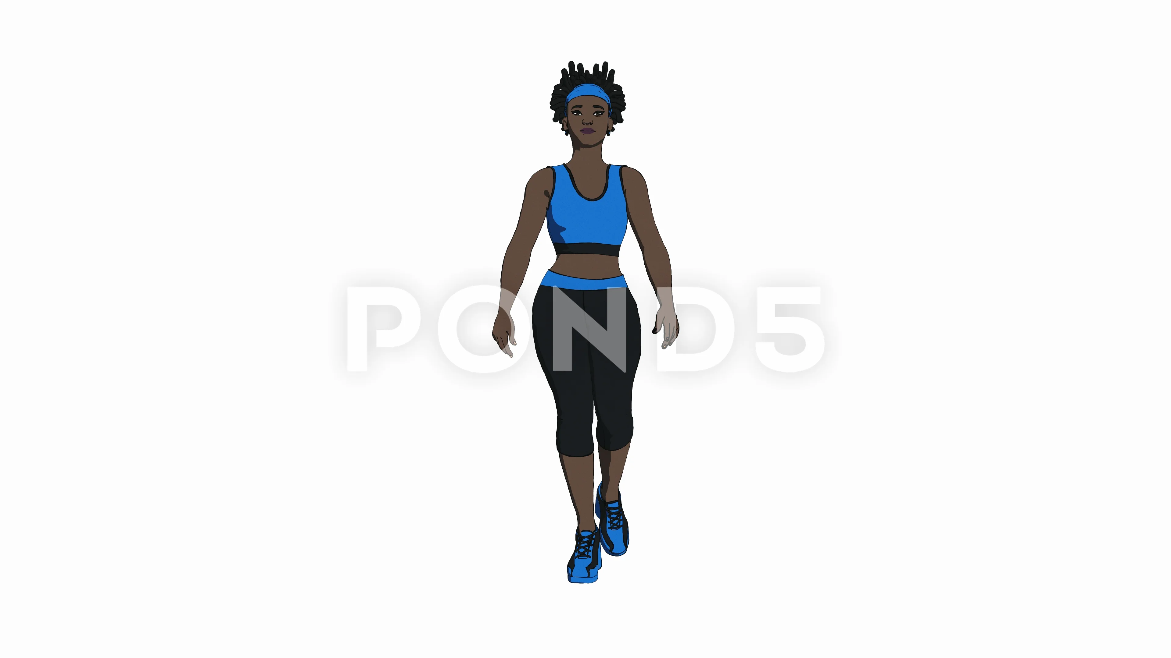 3D animation of a walking woman in blue ... | Stock Video | Pond5