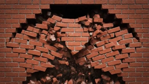 3D Animation of a Wall Breaking Apart Stock Footage 314805423