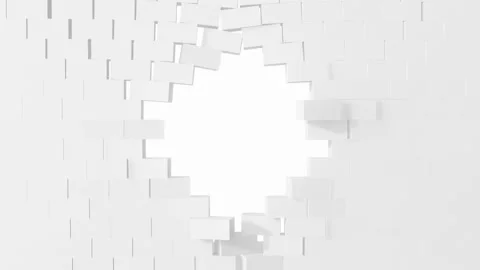 3D Animation of a wall with a hole. Stock Footage 153377707