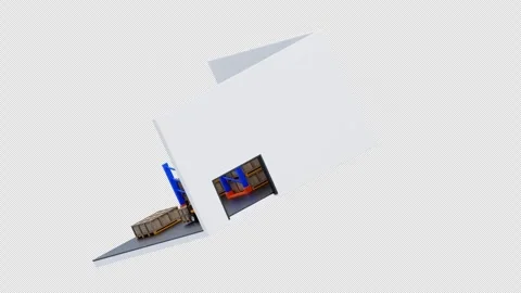 3d animation of warehouse interior with racks and forklift Stock Footage 321528256