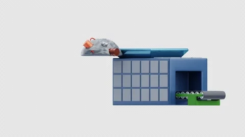 3D Animation of Waste Processing Plant Stock Footage 297822121