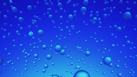 3d animation of water drops flying in space on a blue background Stock Footage 150385322