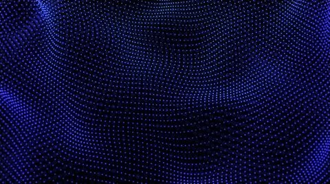 3d animation of wave blue particles. 3d render illustration Stock Illustration
