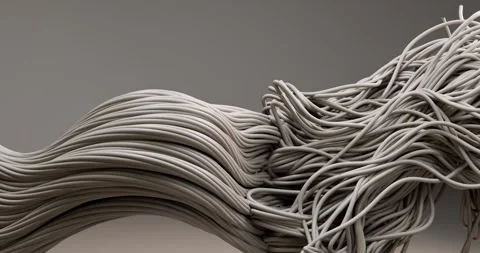 3d animation of a wave-like flow of thin strands Stock Footage 335826940