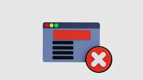 3D Animation of Web Error Window with Red Failure Sign Stock Footage 322775801