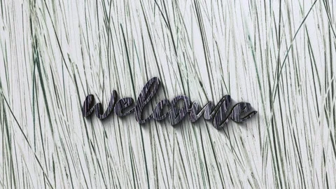 3D animation of Welcome chrome text on wood Stock-Footage 231488177