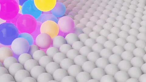 3D animation. White balls transforming into colorful balloons Stock Footage 276182230