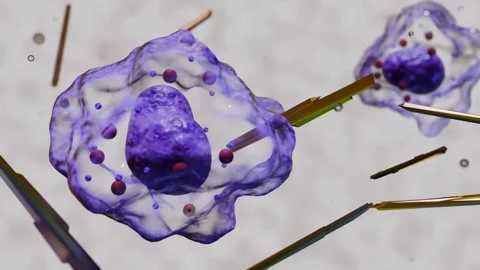 A 3d animation of white blood cells engulf uric acid crystals. Stock Footage 299865284