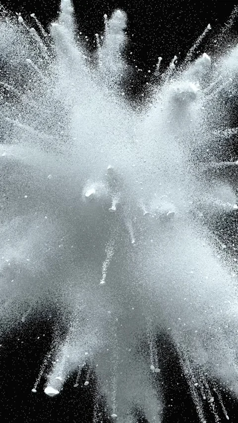 3d Animation White Colorful Explosion of Particles Powder Black Background Burst Stock Footage 296262542