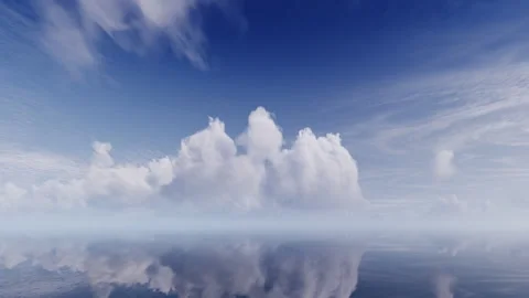 3D animation. White fluffy clouds floating in a blue sky Stock Footage 280981779