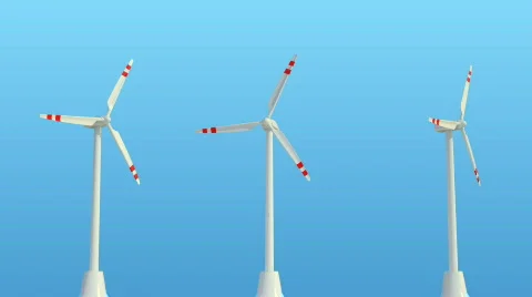 3D animation of wind generators with alpha. 動画素材 449752