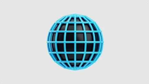 3D Animation of wireframe globe icon Stock Footage 321634218