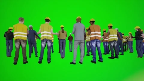 3D animation of the workers' protests standing in front of the building from the Stock-Footage 246416356