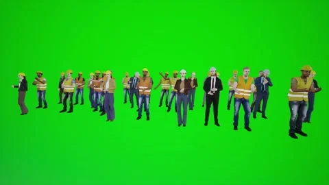 3D animation of the workers' protests standing in front of the building from the Stock-Footage 246416360