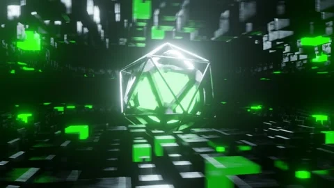 3D Animation World Future Technology Energy Circle Blue Light Steel Frame Stock Footage 254266681