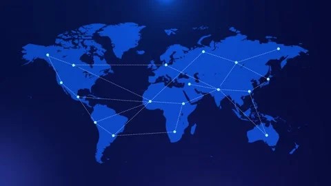 3D Animation World maps point art Dots connecting line dots makes global world Stock Footage 157758537