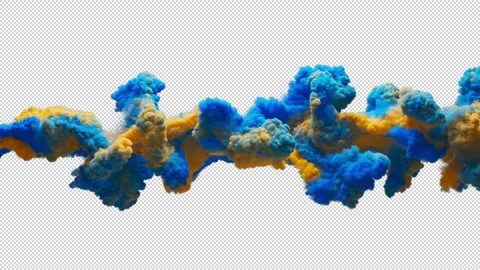 3D animation of yellow and blue thick smoke. With Alpha Channel. Stock Footage 282530747