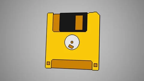 3d animation of yellow floppy disk rotating and tilting, showing back and front Video stock 317222972