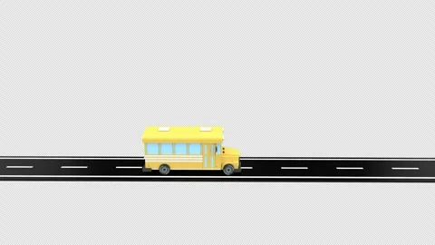 3d animation yellow school bus driving on a highway symbolizing transportat.. Stock Footage 310165220