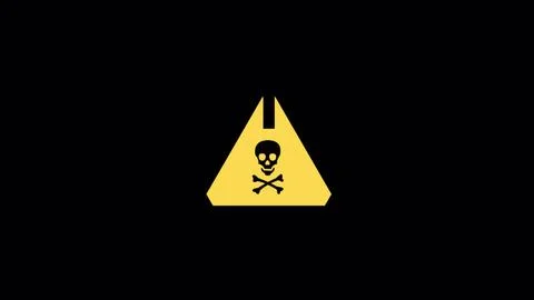 3D animation of yellow triangle warning. Seamless loop animation. Radiation Illustrazione stock