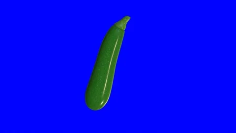 3d animation of a zucchini rotating on a blue background Stock Footage 239853425