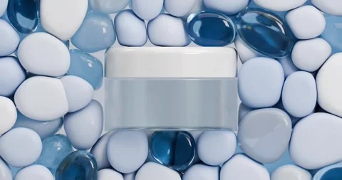 3D animations of blue and white transparent balls fills the space inside and Stock Footage 278286184