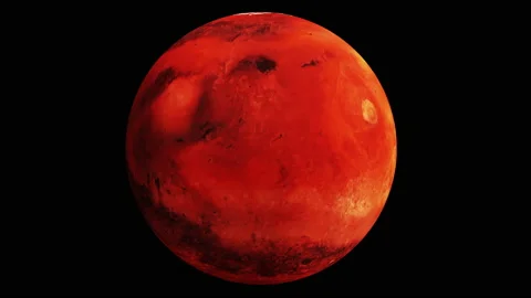 3d animaton of Mars slowly spinning. Seamless Loop, Luma Matte attached. Stock Footage 162425857