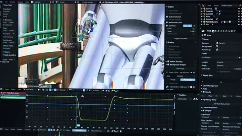 3D Animator Creating Scene in Software Vídeo Stock 83946756