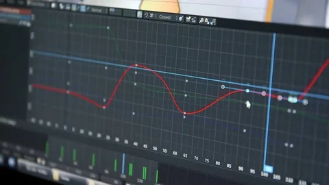 3D Animator Editing Curves in Animation Software Vídeo Stock 83946779