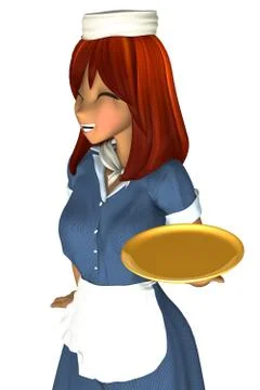 3d anime waitress Stock Illustration