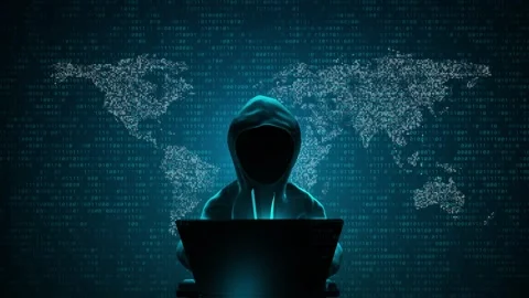 3D Anonymous Computer Hacker attacking internet Hacking malware concept. Hacker Stock Footage 260293302