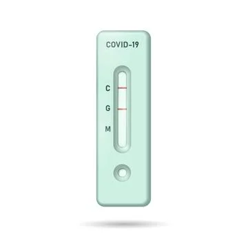 3D antigen rapid test COVID-19 disease. Flat isolated home self analysis Illustrazione stock