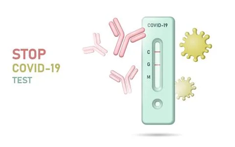 3D antigen rapid test COVID-19 disease. Flat isolated home self analysis Stock-Illustration
