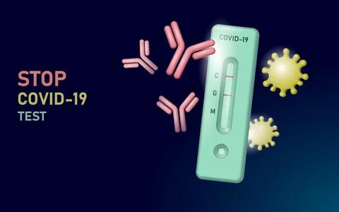 3D antigen rapid test COVID-19 disease. Flat isolated home self analysis Stock Illustration