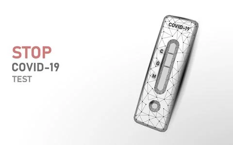 3D antigen rapid test COVID-19 disease. 3D isolated home self analysis Stock-Illustration