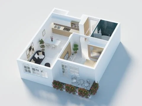 3D apartment floor plan Stock Illustration