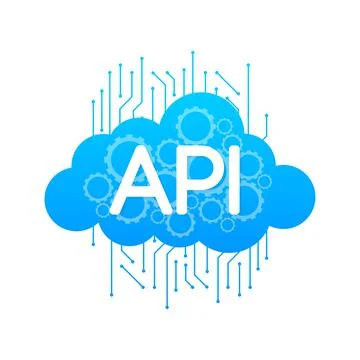 3d api for web design. Flat illustration. Web design isometric concept. Cloud 库存插图