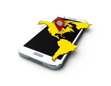 3d aplication America GPS-map on the white background Stock Illustration