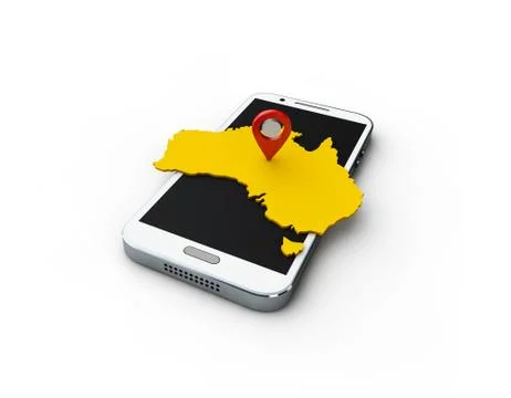 3d aplication Australias GPS-map on the white background Stock Illustration