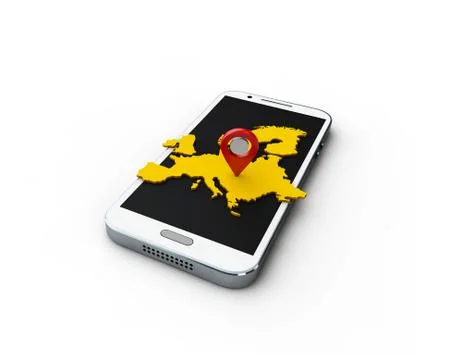 3d aplication Europas map on the white background Stock Illustration