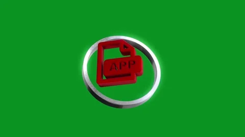 3d app file format icon rotating on green screen background for software de.. Stock Footage 346499255
